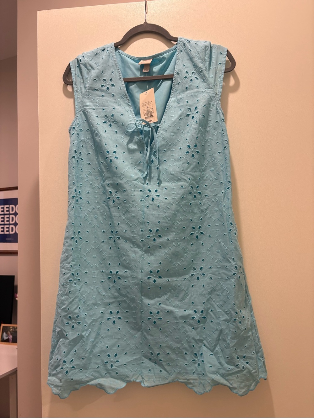 Women’s Turquoise Eyelet Shift Dress